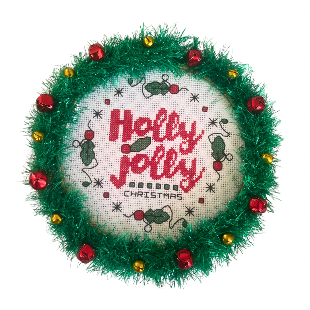 Holly Jolly Christmas Wreath - PDF Instant Download Cross Stitch Pattern