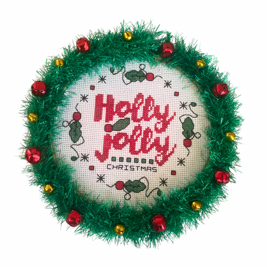 Holly Jolly Christmas Wreath  - PDF Instant Download Cross Stitch Pattern