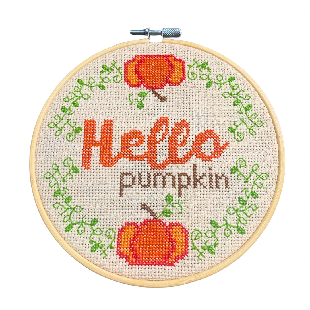 Hello Pumpkin - PDF Instant Download Cross Stitch Pattern