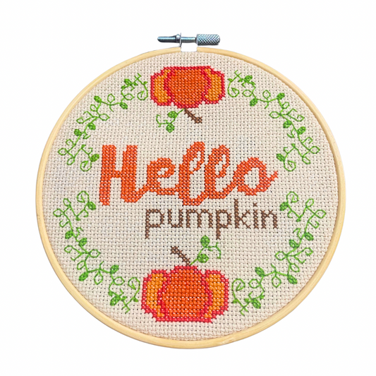 Hello Pumpkin - PDF Instant Download Cross Stitch Pattern